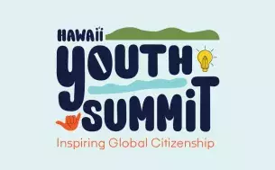 Hawaii Youth Summit: Inspiring Global Citizenship (mountains, waves, shaka, light bulb)